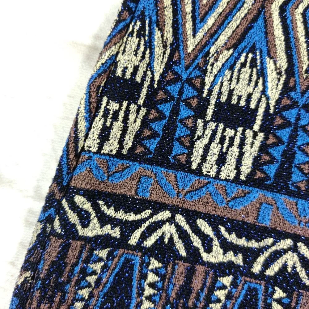 Millibon womens v neck bodycon mini cocktail dress sparkle y2k tribal blue sz M - Picture 4 of 6
